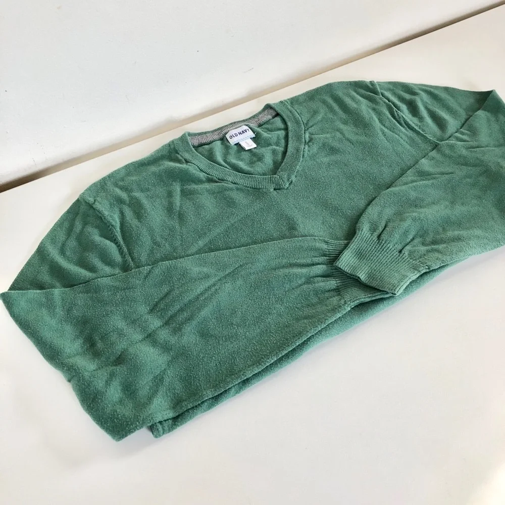 Old Navy 100% Cotton V-Neck Solid Green Men’s Sweater XL